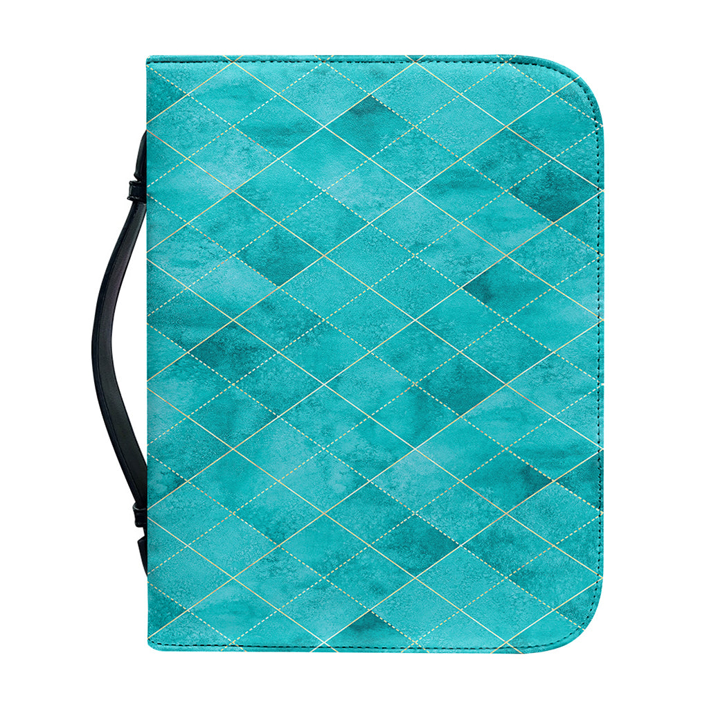Turquoise Argyle Pattern Print Leather Bible Cover