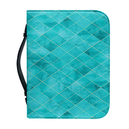 Turquoise Argyle Pattern Print Leather Bible Cover