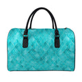 Turquoise Argyle Pattern Print Leather Duffel Bag