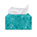 Turquoise Argyle Pattern Print Leather Tissue Box Cover