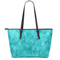 Turquoise Argyle Pattern Print Leather Tote Bag With Zipper