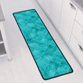 Turquoise Argyle Pattern Print Long Kitchen Mat
