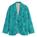 Turquoise Argyle Pattern Print Men's Blazer
