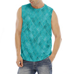 Turquoise Argyle Pattern Print Men's Fitness Tank Top