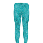 Turquoise Argyle Pattern Print Men's leggings