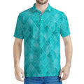 Turquoise Argyle Pattern Print Men's Polo Shirt