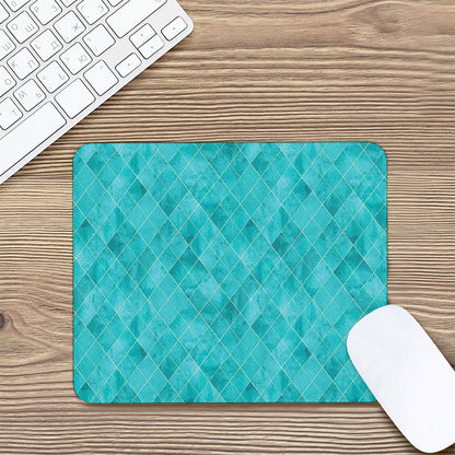 Turquoise Argyle Pattern Print Mouse Pad