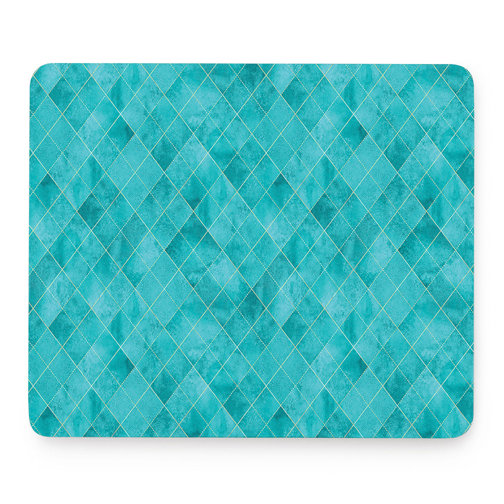 Turquoise Argyle Pattern Print Mouse Pad