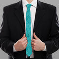 Turquoise Argyle Pattern Print Necktie