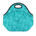 Turquoise Argyle Pattern Print Neoprene Lunch Bag