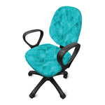 Turquoise Argyle Pattern Print Office Chair Cover