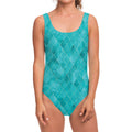 Turquoise Argyle Pattern Print One Piece Swimsuit