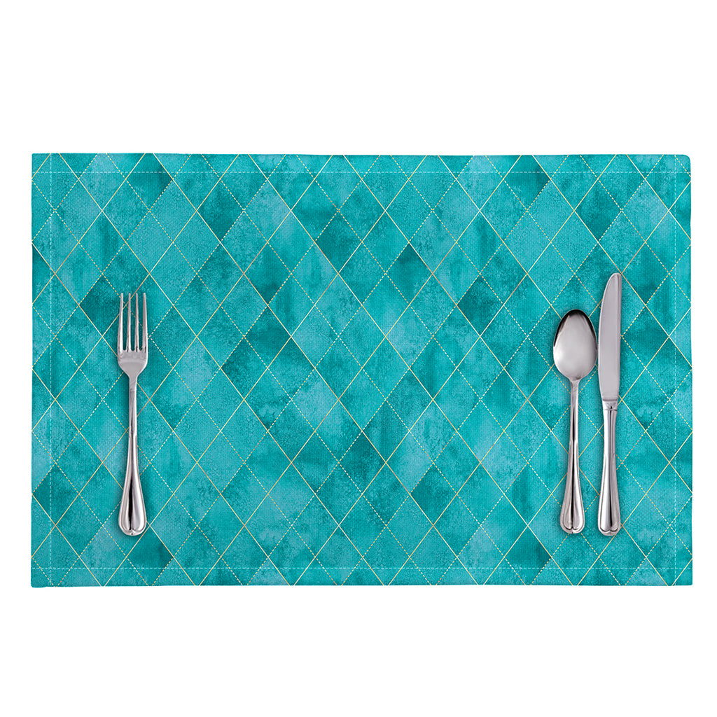 Turquoise Argyle Pattern Print Placemat