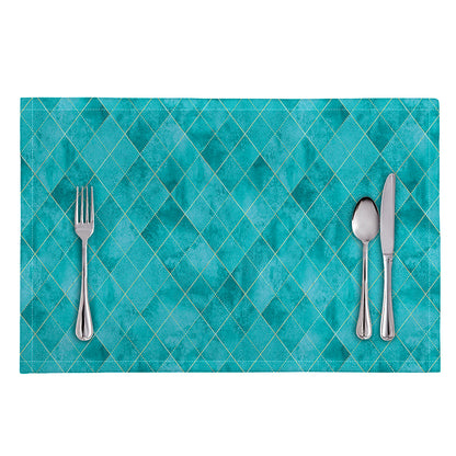 Turquoise Argyle Pattern Print Placemat
