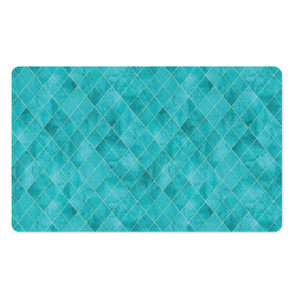 Turquoise Argyle Pattern Print Polyester Doormat