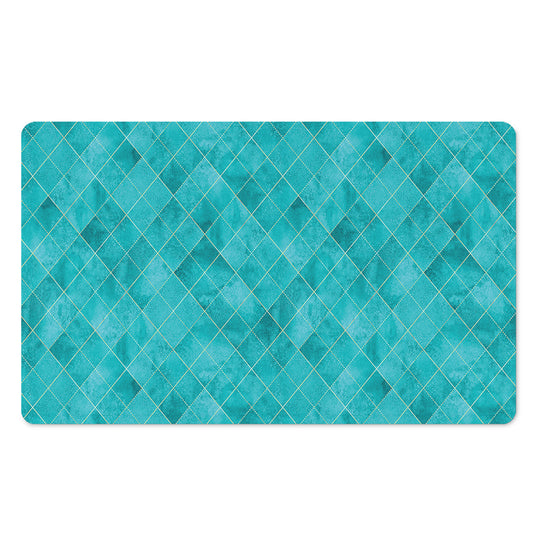 Turquoise Argyle Pattern Print Polyester Doormat