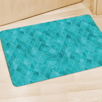 Turquoise Argyle Pattern Print Polyester Doormat