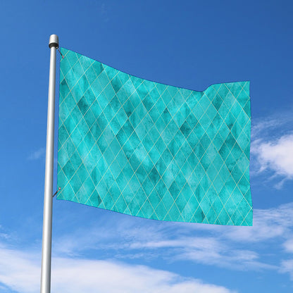 Turquoise Argyle Pattern Print Polyester Flag