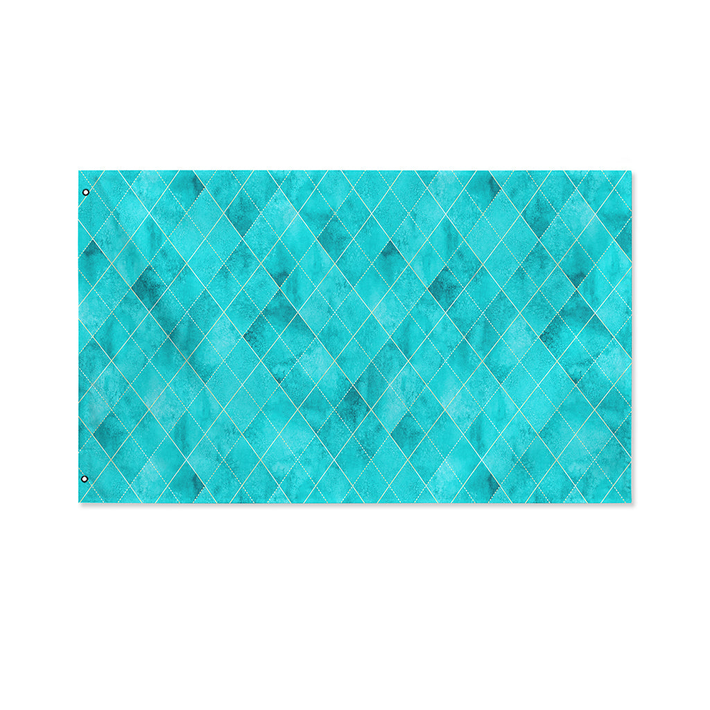 Turquoise Argyle Pattern Print Polyester Flag