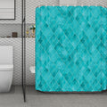 Turquoise Argyle Pattern Print Polyester Shower Curtain