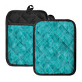 Turquoise Argyle Pattern Print Pot Holders With Pocket