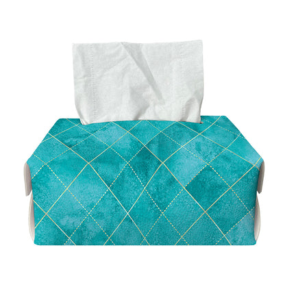 Turquoise Argyle Pattern Print Rectangle Tissue Box Cover