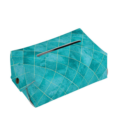 Turquoise Argyle Pattern Print Rectangle Tissue Box Cover