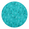 Turquoise Argyle Pattern Print Round Blanket