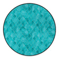 Turquoise Argyle Pattern Print Round Floor Mat