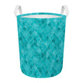 Turquoise Argyle Pattern Print Round Laundry Basket