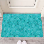 Turquoise Argyle Pattern Print Rubber Doormat