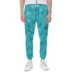 Turquoise Argyle Pattern Print Scuba Joggers