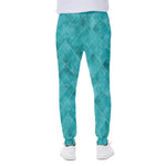 Turquoise Argyle Pattern Print Scuba Joggers