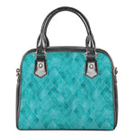 Turquoise Argyle Pattern Print Shoulder Handbag