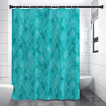 Turquoise Argyle Pattern Print Shower Curtain