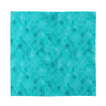 Turquoise Argyle Pattern Print Silk Bandana