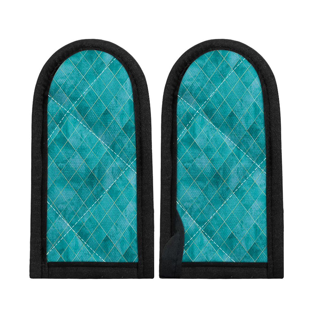 Turquoise Argyle Pattern Print Skillet Handle Cover