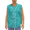 Turquoise Argyle Pattern Print Sleeveless Baseball Jersey
