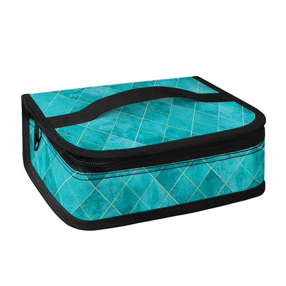 Turquoise Argyle Pattern Print Small Lunch Bag