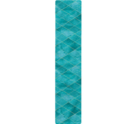 Turquoise Argyle Pattern Print Table Runner