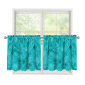 Turquoise Argyle Pattern Print Tier Curtains