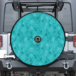 Turquoise Argyle Pattern Print Tire Cover With Camera Hole