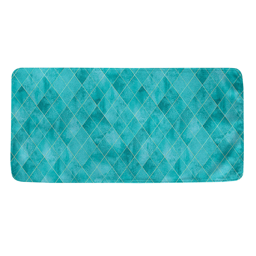 Turquoise Argyle Pattern Print Towel