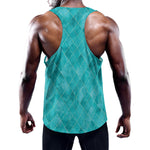 Turquoise Argyle Pattern Print Training Tank Top