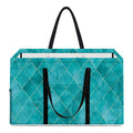 Turquoise Argyle Pattern Print Utility Tote Bag