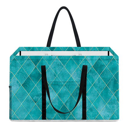 Turquoise Argyle Pattern Print Utility Tote Bag