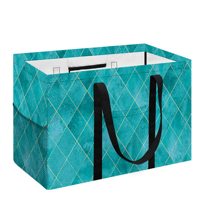 Turquoise Argyle Pattern Print Utility Tote Bag