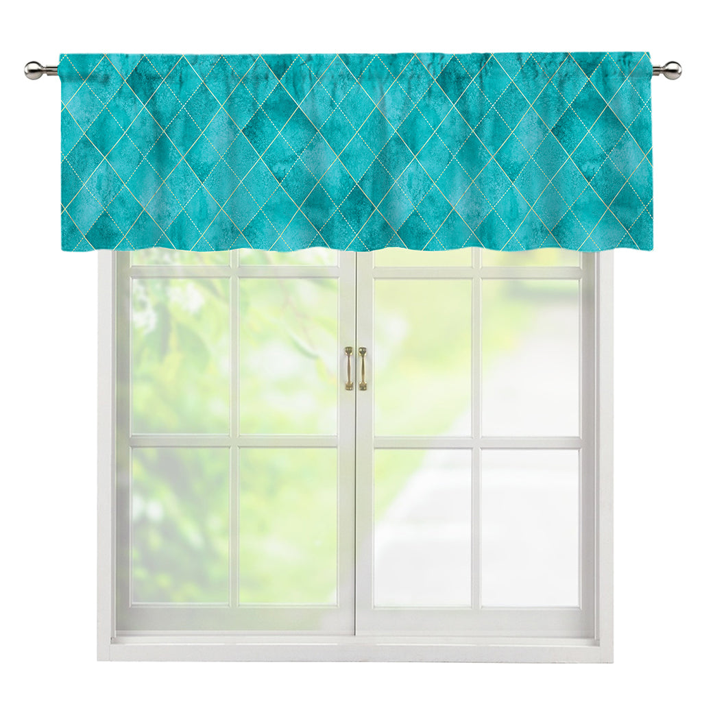 Turquoise Argyle Pattern Print Window Valance