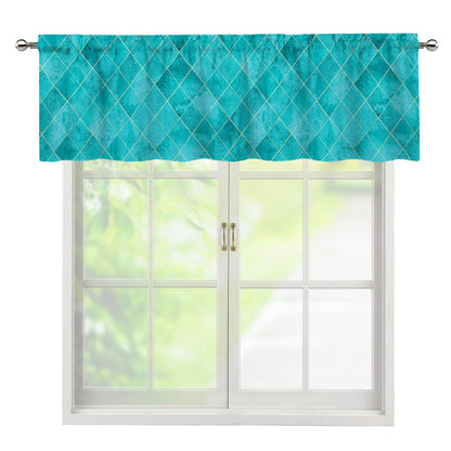 Turquoise Argyle Pattern Print Window Valance