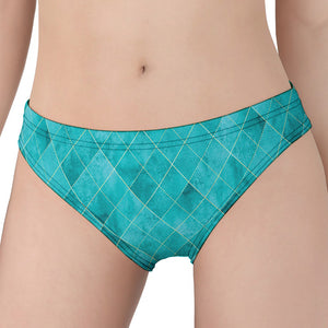 Turquoise Argyle Pattern Print Women's Panties